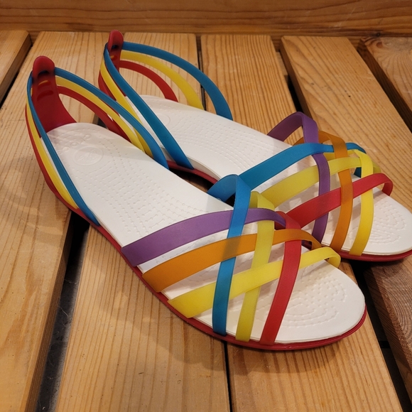Crocs Huarache Rainbow Strappy Sandal Womens 10W - Picture 2 of 7